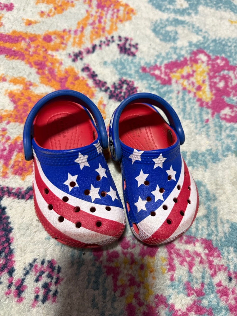 CROCS Kids Patriotic Star-Print Clog Sandals in Blue, Red & White